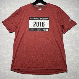 The North Face Shirt Mens Medium Orange Boston Marathon 2016 Short Sleeve